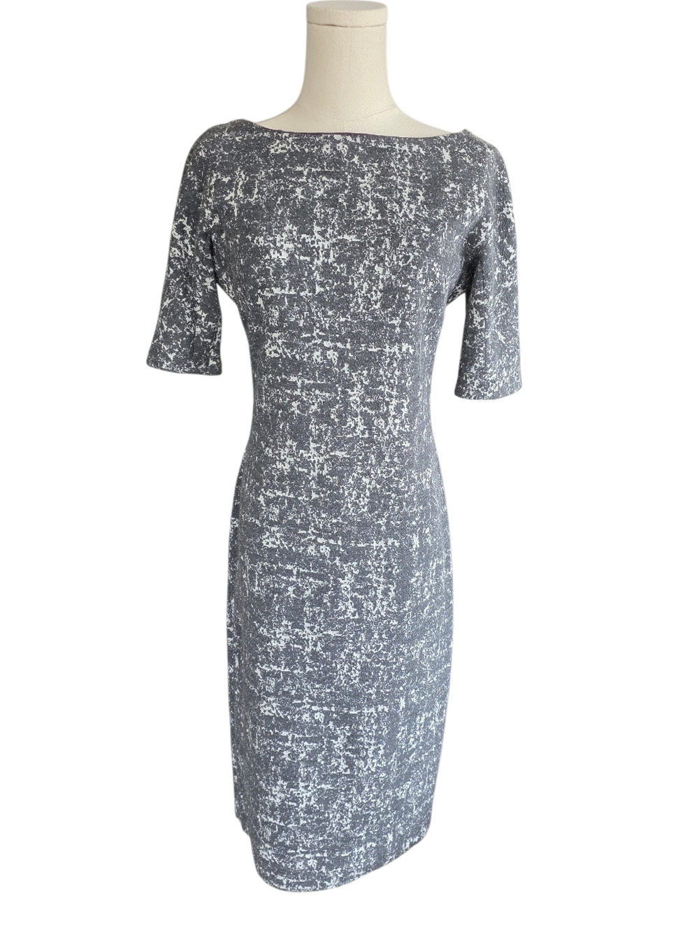 Maggy London Gray & White Boatneck Dress